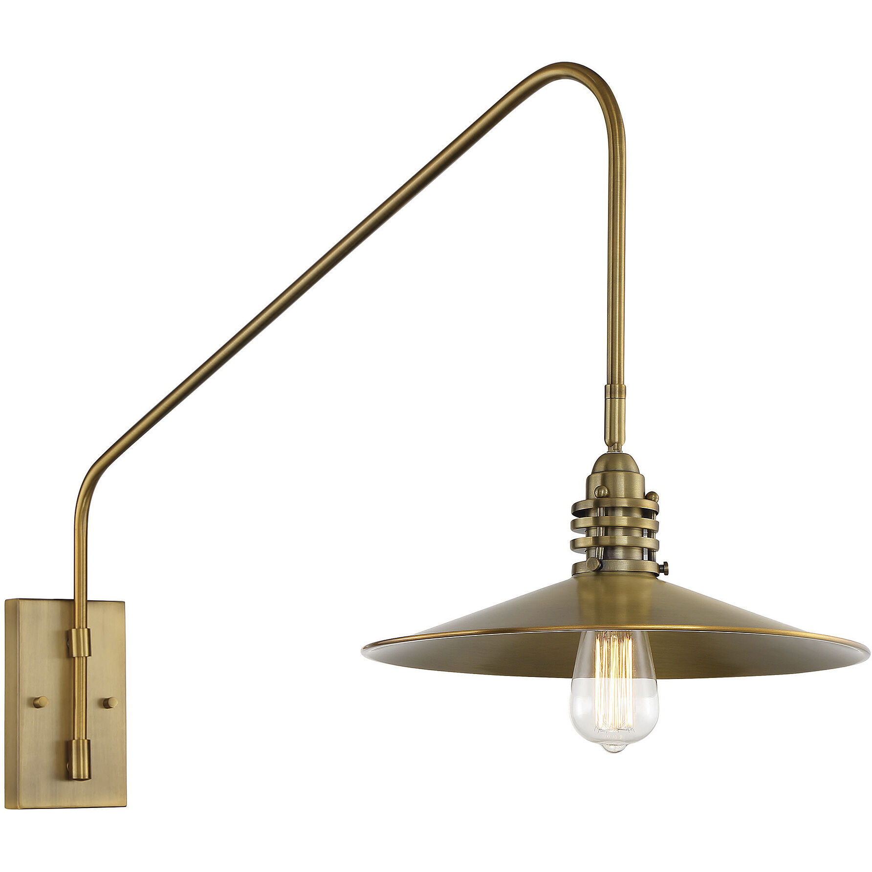 Wheaton 38 inch 60 watt Warm Brass Adjustable Wall Sconce Wall Light