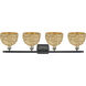 Woven Rattan 4 Light 38 inch Black Antique Brass Bath Vanity Light Wall Light