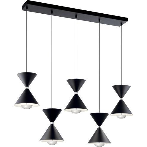 Kordan LED 7.75 inch Matte Black Chandelier Ceiling Light, Linear (Single)