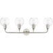 Downtown 4 Light 36 inch Brushed Nickel Vanity Sconce Wall Light, Large, Sphere
