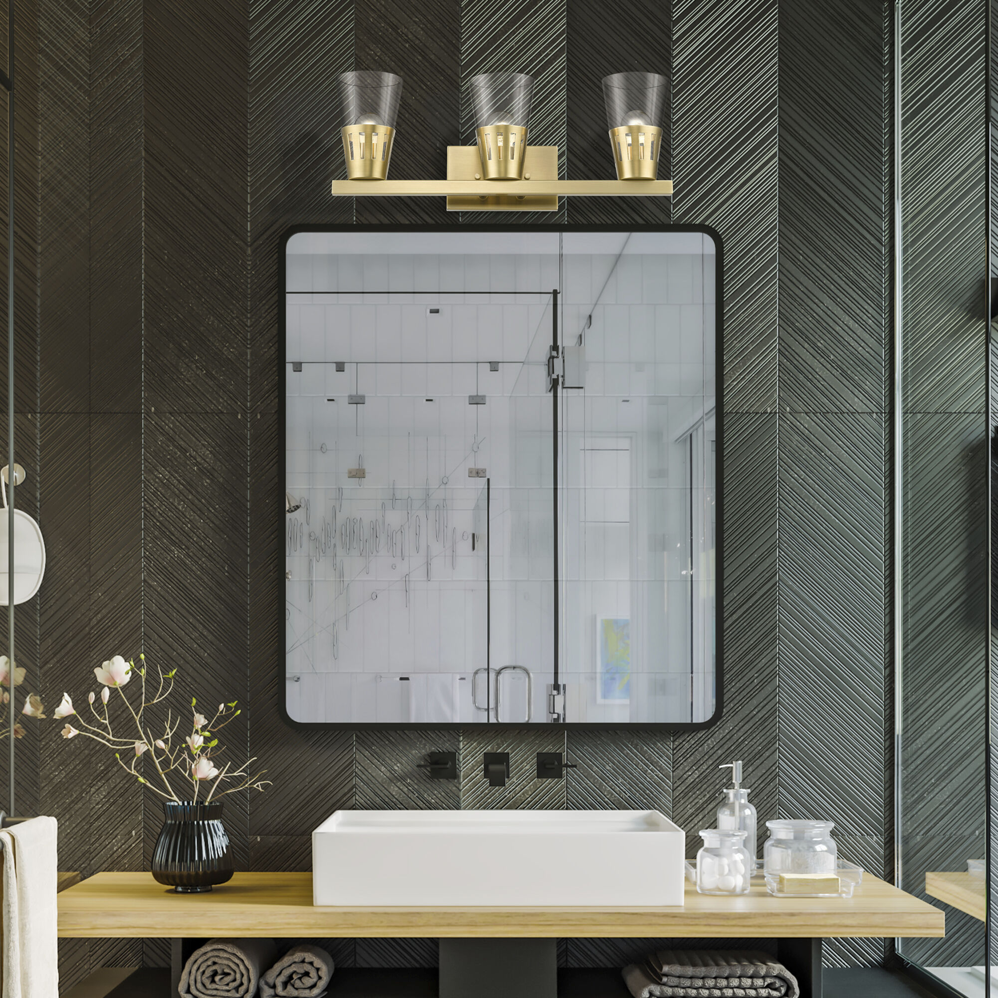 Bennington 3 Light 23.5 inch Natural Brass Vanity Sconce Wall Light