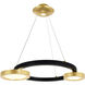 Deux Lunes LED 13 inch Brass and Pearl Black Down Chandelier Ceiling Light