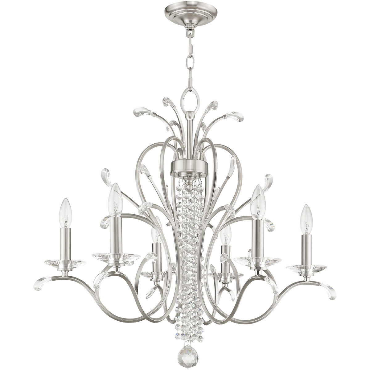 Serafina 6 Light 28 inch Brushed Nickel Chandelier Ceiling Light