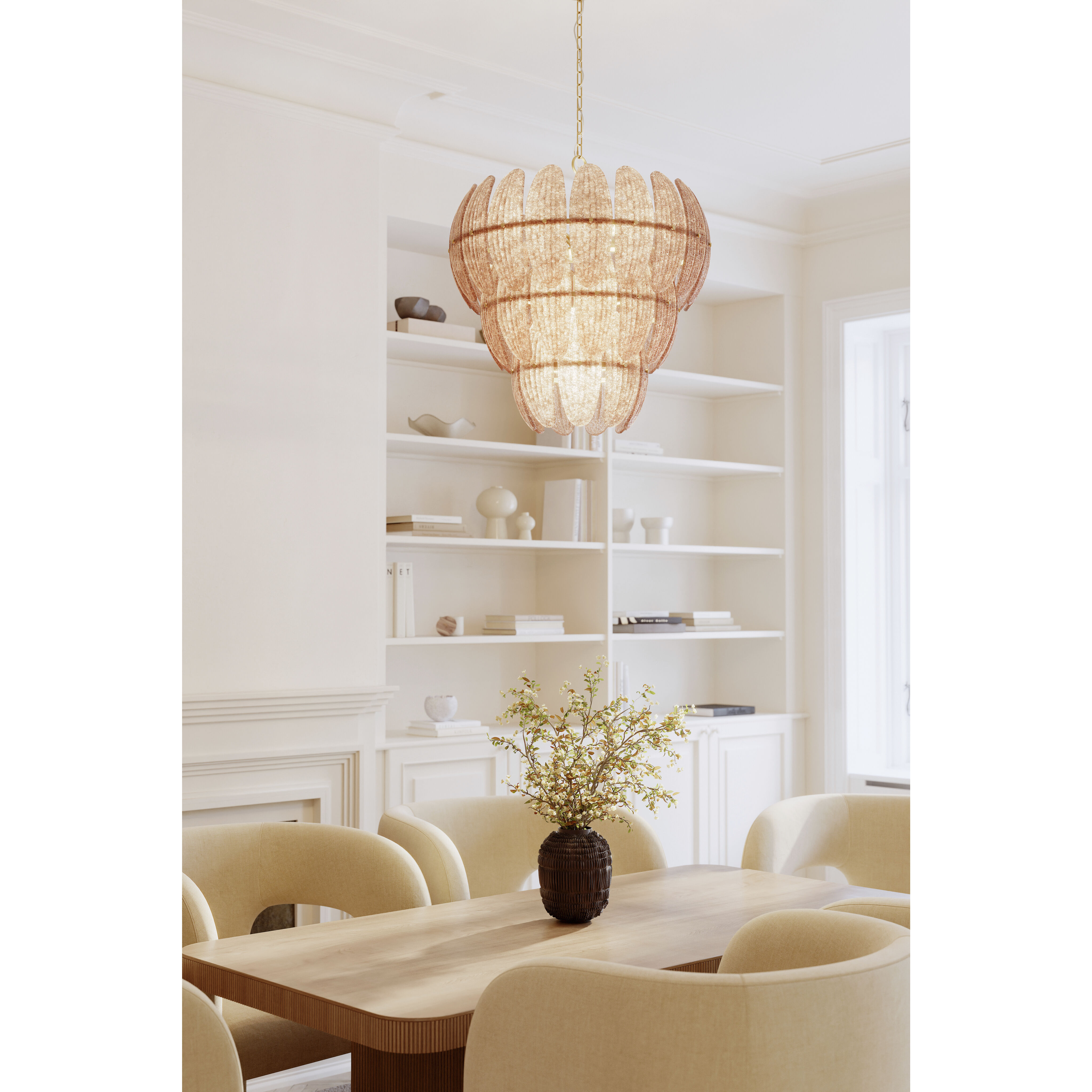 Marclaire 11 Light 26.5 inch Legacy Brass Pendant Ceiling Light in Brown Textured Handmade Glass