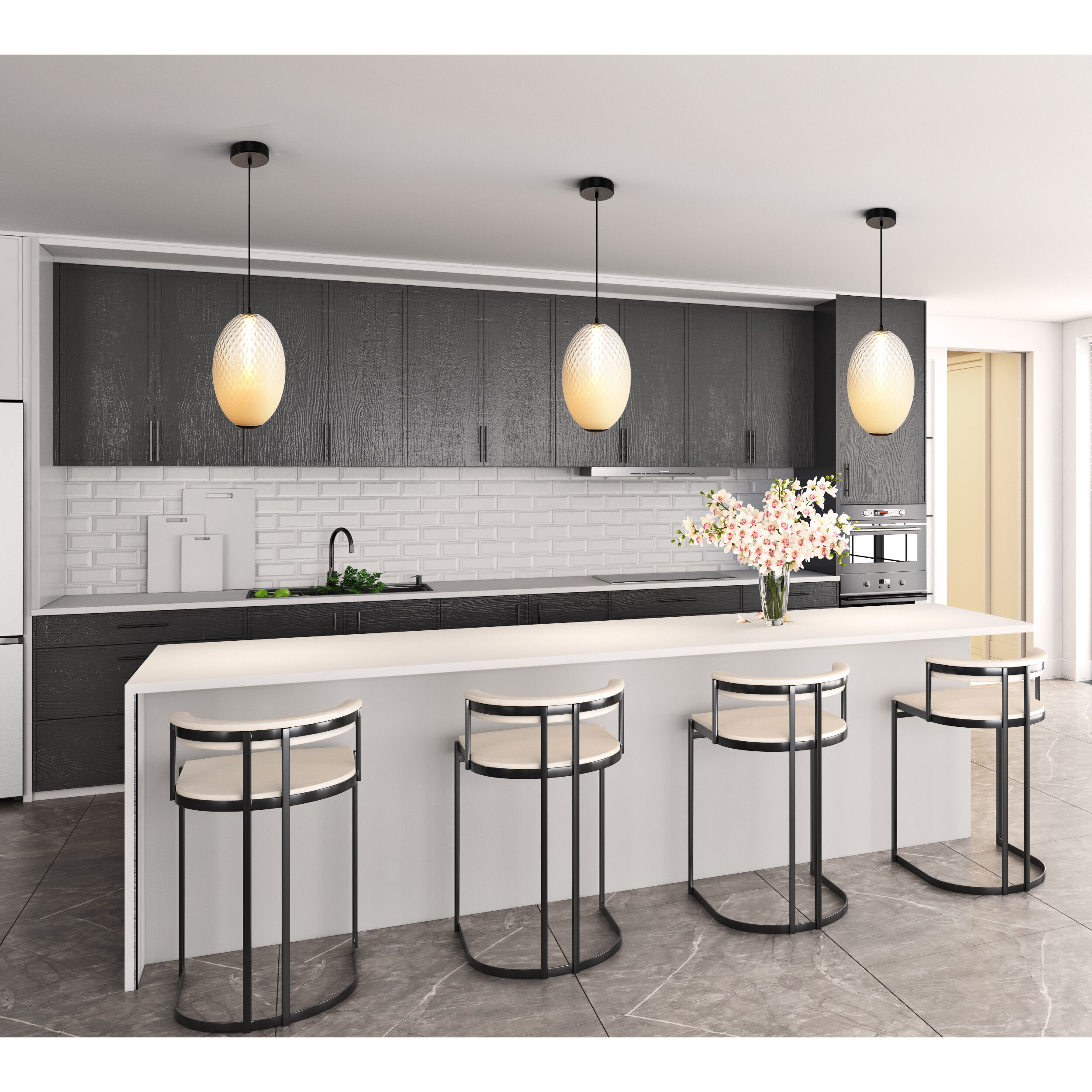 Celeste LED 9.8 inch Gunmetal Pendant Ceiling Light in White Ombre