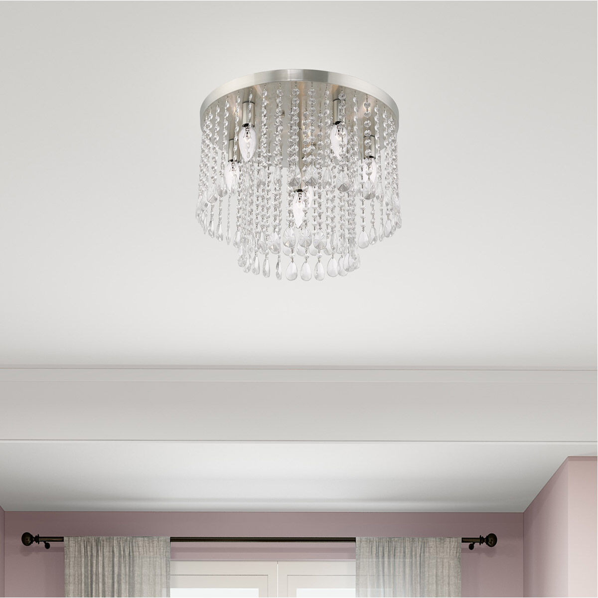 Elizabeth 6 Light 18 inch Brushed Nickel Flush Mount Ceiling Light