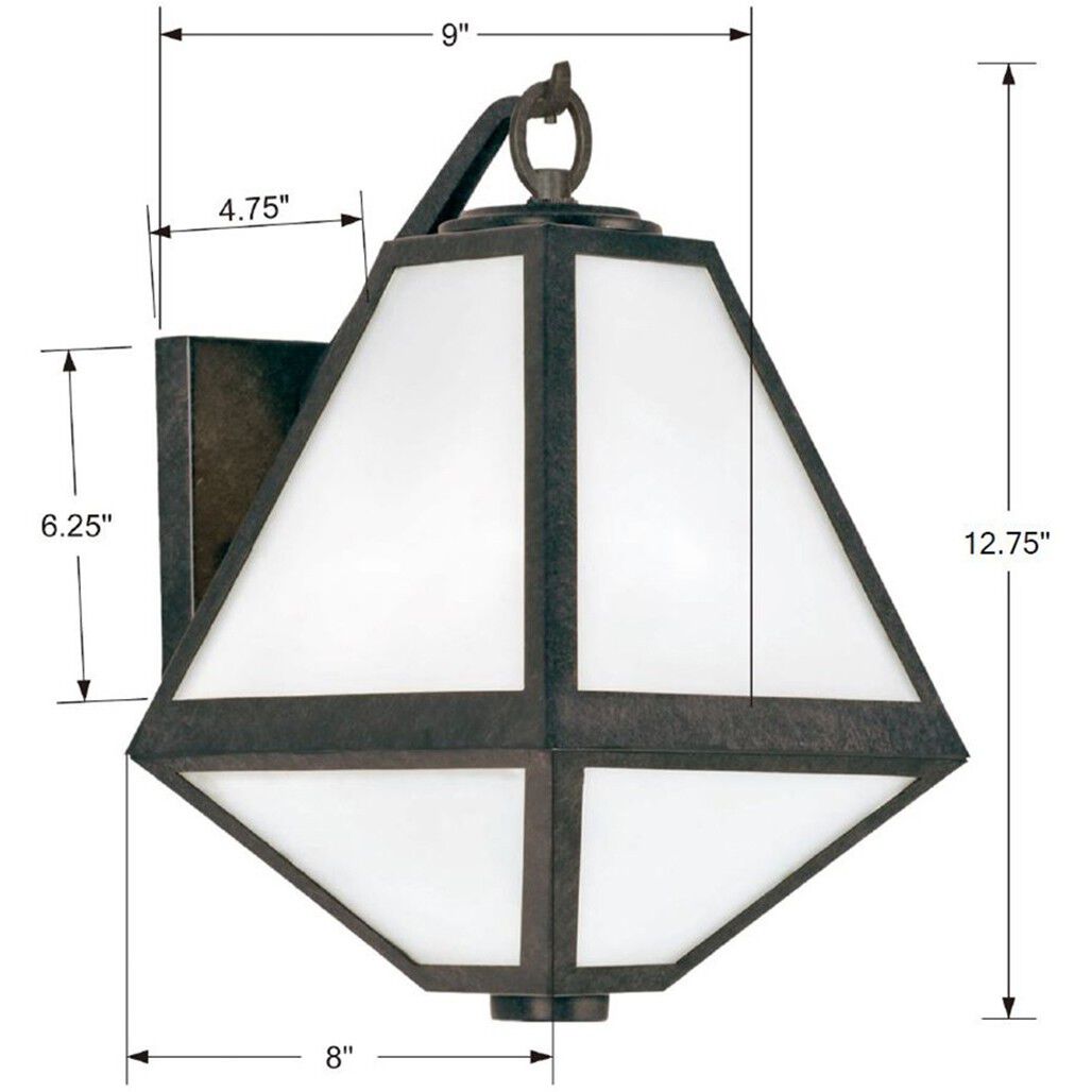 Glacier 1 Light 12.75 inch Black Charcoal Outdoor Sconce in White