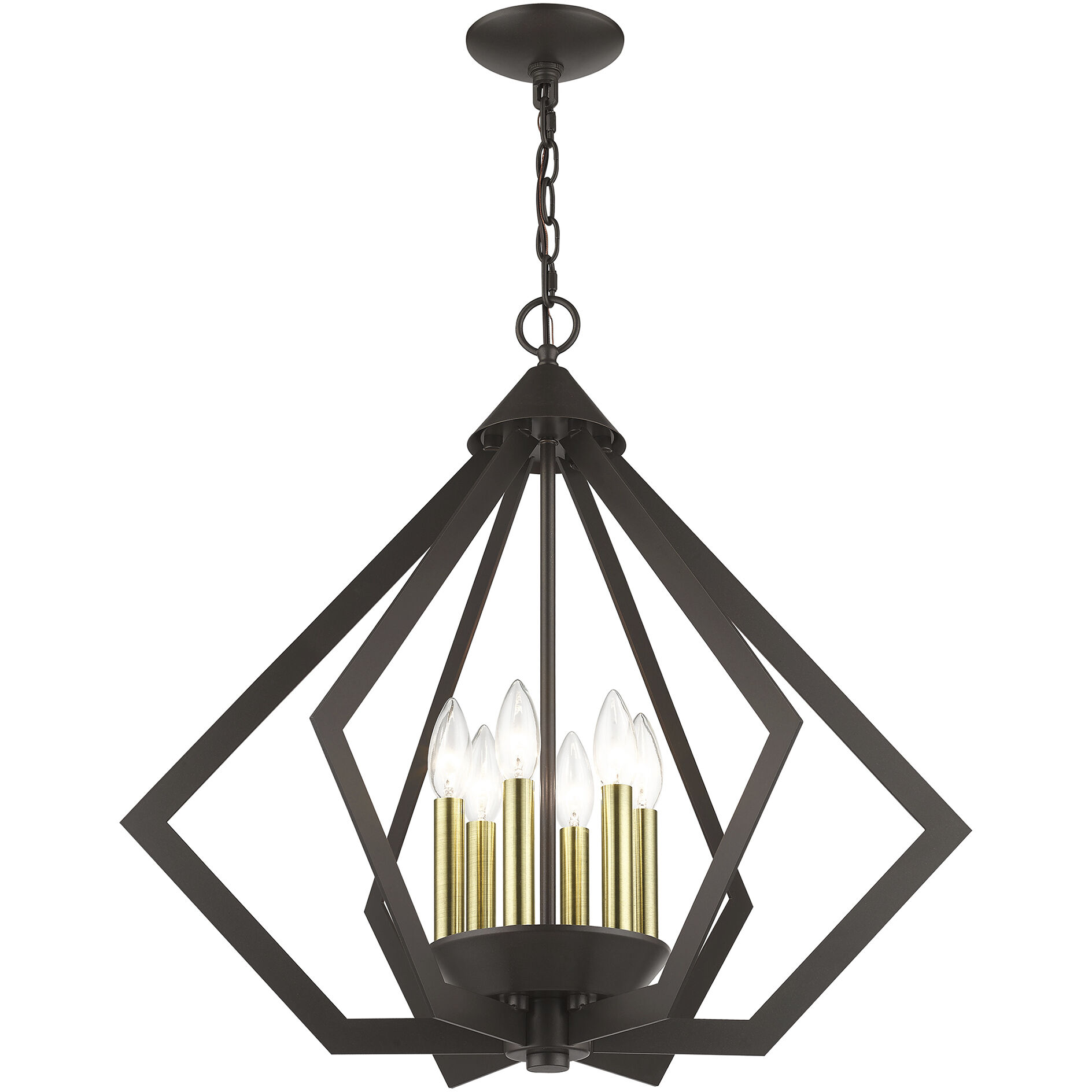 Prism 6 Light 26 inch English Bronze with Antique Brass Finish Accents Chandelier Ceiling Light