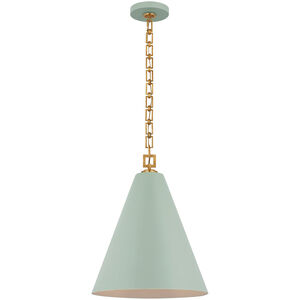 Julie Neill Theo LED 17 inch Pale Blue and Gild Pendant Ceiling Light