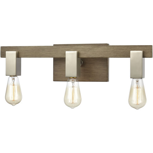 Axis 3 Light 21 inch Satin Nickel with Light Wood Vanity Light Wall Light