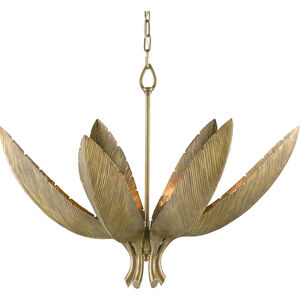 Bird of Paradise 6 Light 33 inch Antique Brass Chandelier Ceiling Light, Convertible to Semi-Flush