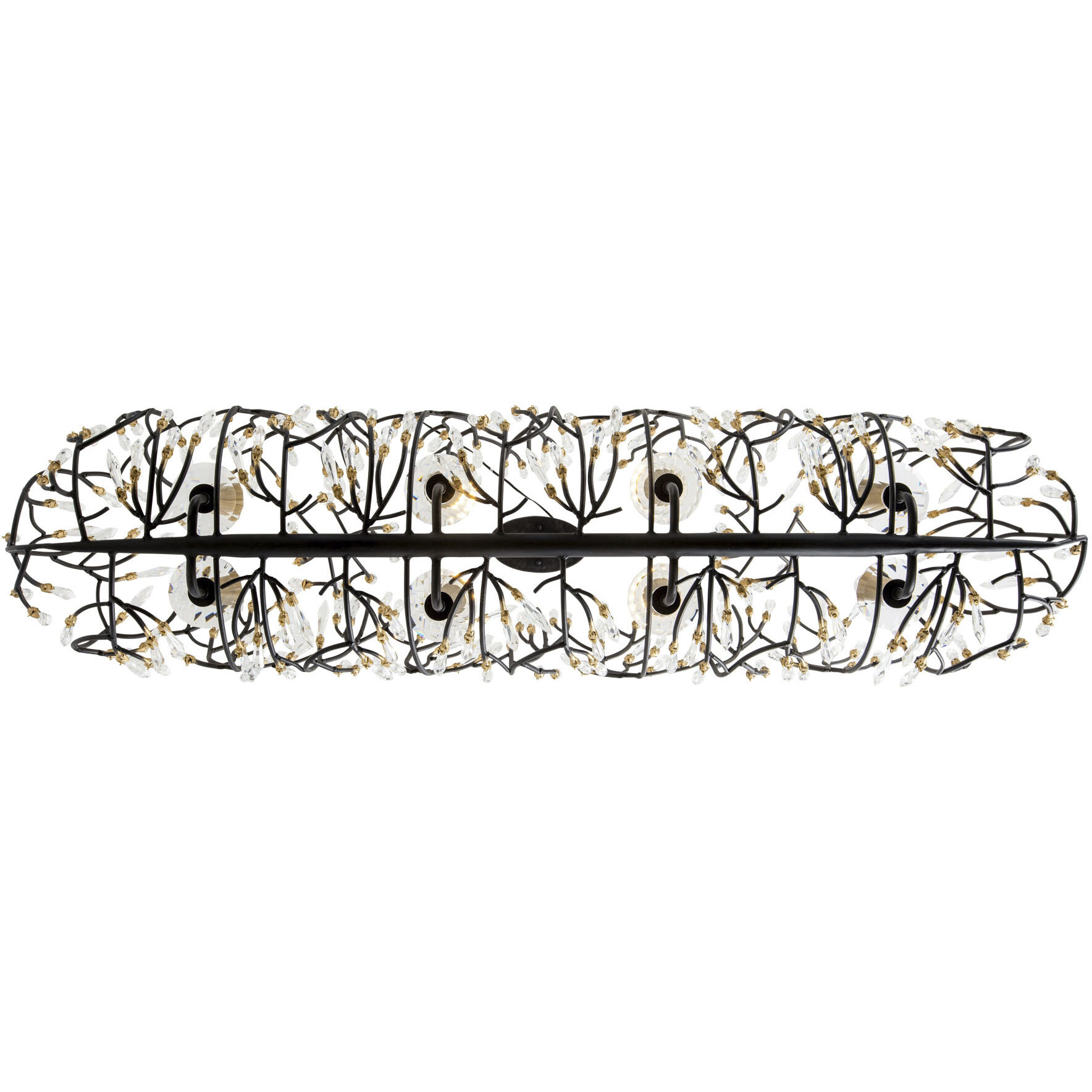 Bask 8 Light 48 inch Matte Black and French Gold Linear Pendant Ceiling Light