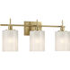 Modern 3 Light 22 inch Natural Brass Bathroom Vanity Light Wall Light