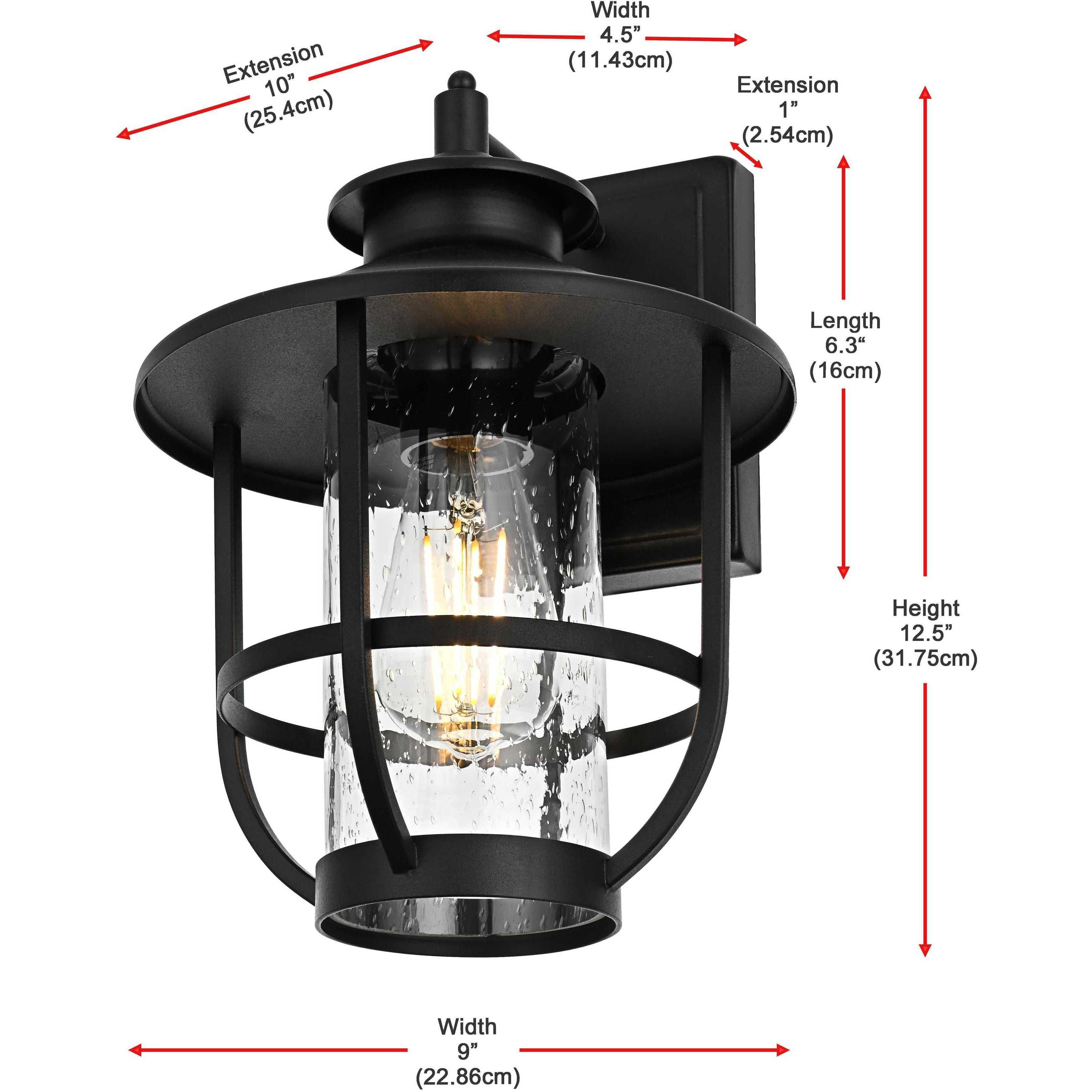 Janney 1 Light 12.5 inch Black Outdoor Wall Sconce
