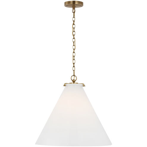 Thomas O'Brien Katie LED 20 inch Hand-Rubbed Antique Brass Conical Pendant Ceiling Light, Large