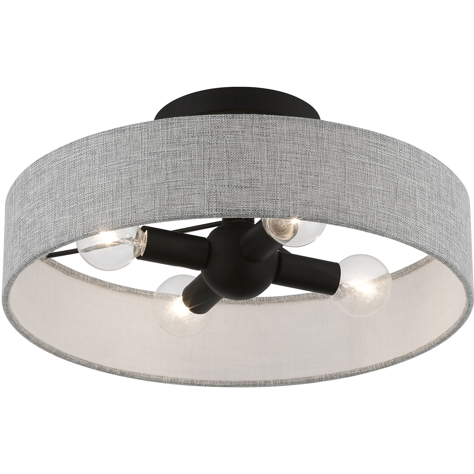 Elmhurst 4 Light 14 inch Black Semi-Flush Ceiling Light