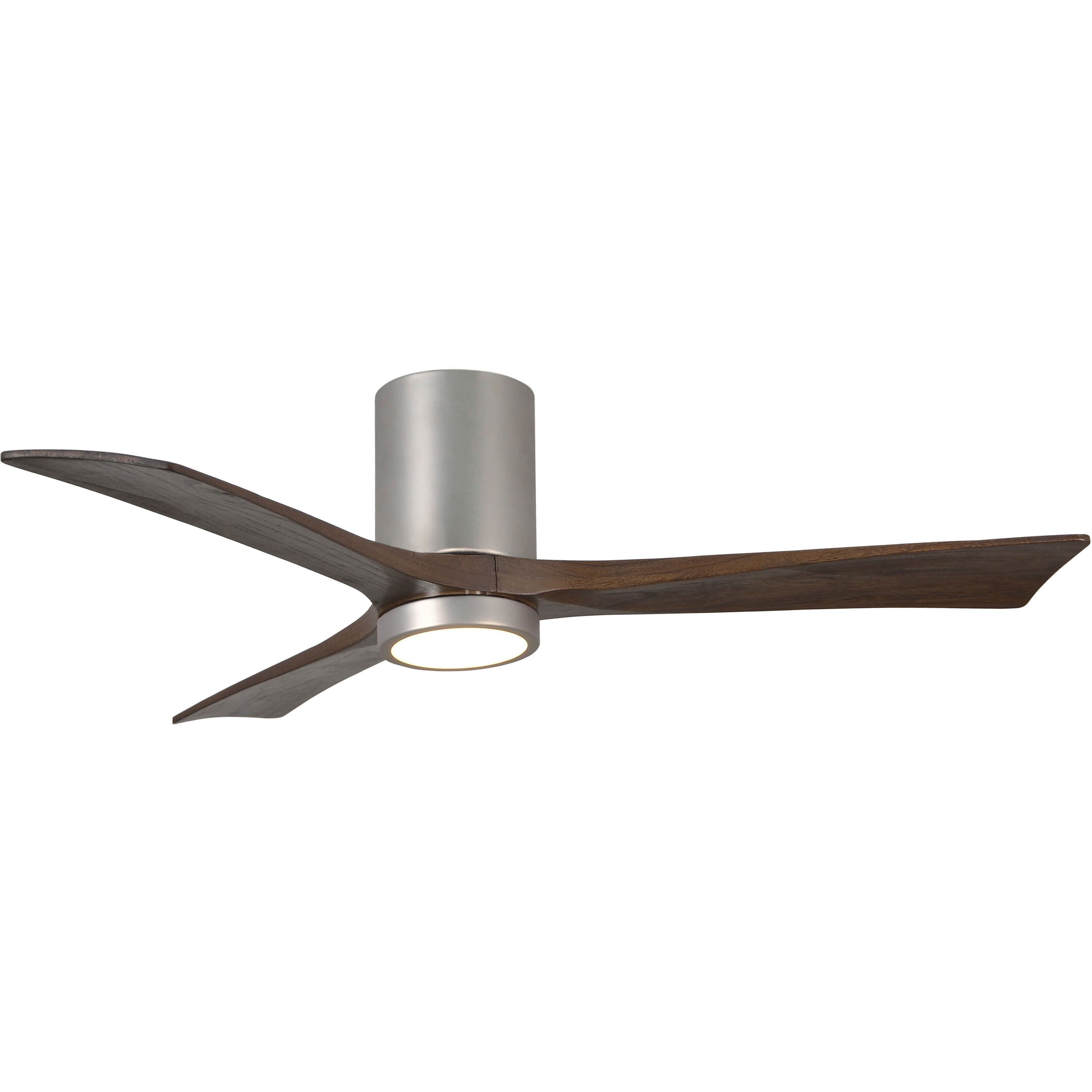 Atlas Irene-3HLK 52 inch Brushed Nickel with Walnut Tone Blades Flush Mount Paddle Fan, Flush Mounted