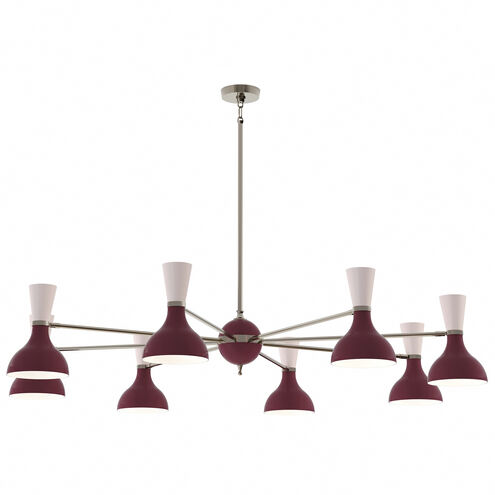 Clare LED 57 inch Polished Nickel Chandelier Ceiling Light in Sugar Plum and Rose Water