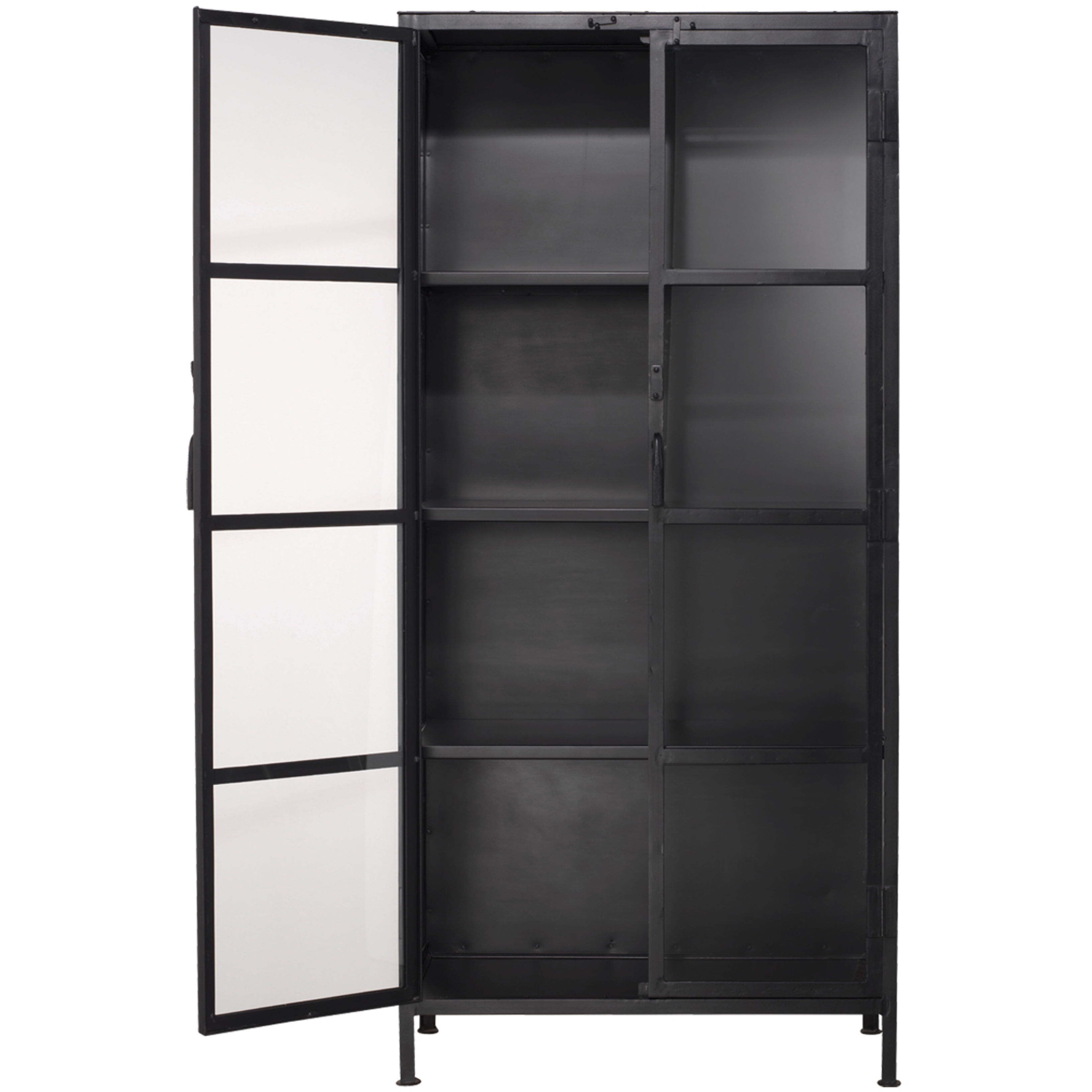 Union Black Iron & Clear Glass Tall Curio Cabinet
