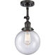 Franklin Restoration Large Beacon LED 8 inch Oil Rubbed Bronze Semi-Flush Mount Ceiling Light in Seedy Glass, Franklin Restoration