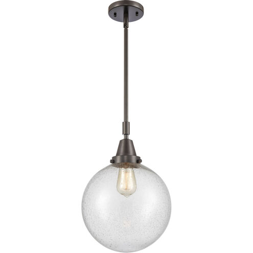 Franklin Restoration Beacon LED 10 inch Oil Rubbed Bronze Mini Pendant Ceiling Light in Seedy Glass