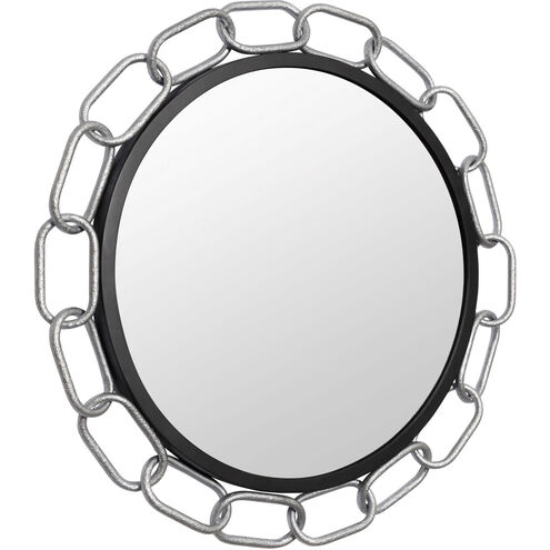 Chains of Love 30 X 30 inch Matte Black and Textured Silver Wall Mirror
