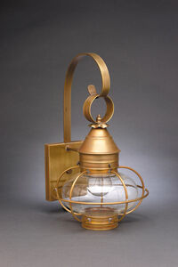 Onion 1 Light 16 inch Antique Copper Outdoor Wall Lantern in Clear Glass Scroll