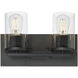 Lateral 2 Light 12 inch Black Bath Vanity Wall Light in Clear