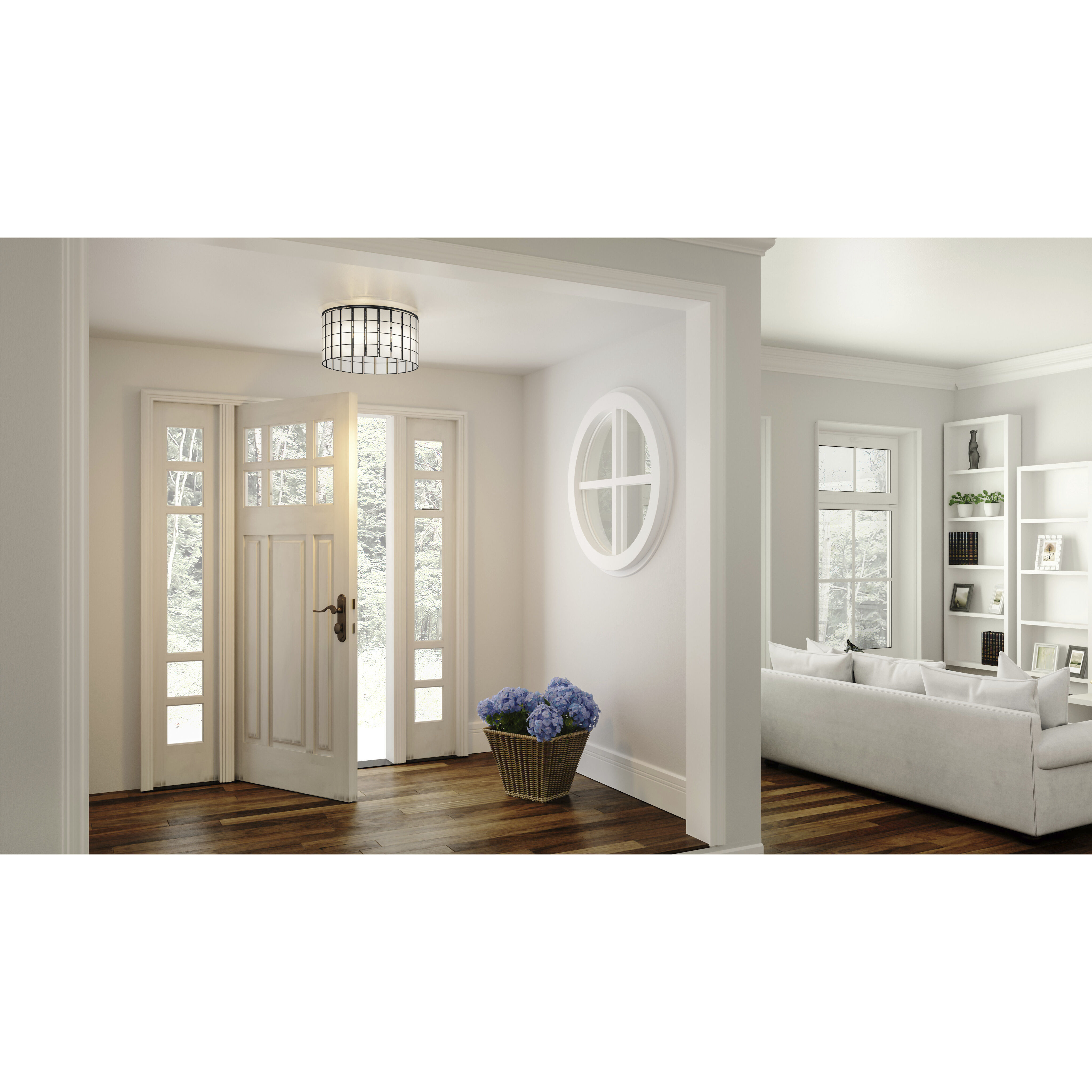 Seigler 3 Light 14 inch Matte Black Semi-Flush Mount Ceiling Light