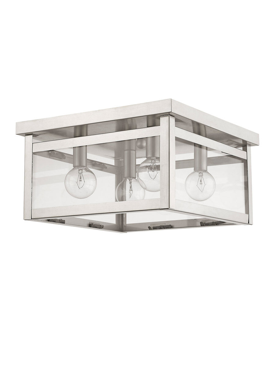 Milford 4 Light 11 inch Brushed Nickel Flush Mount Ceiling Light