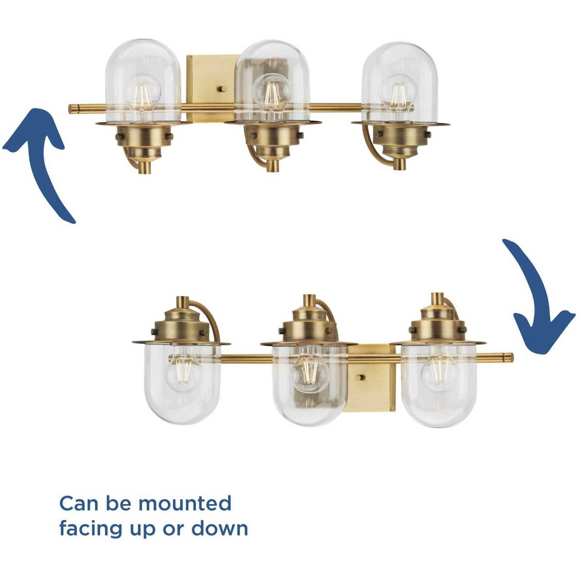 Northlake 3 Light 24 inch Vintage Brass Bath Light Wall Light