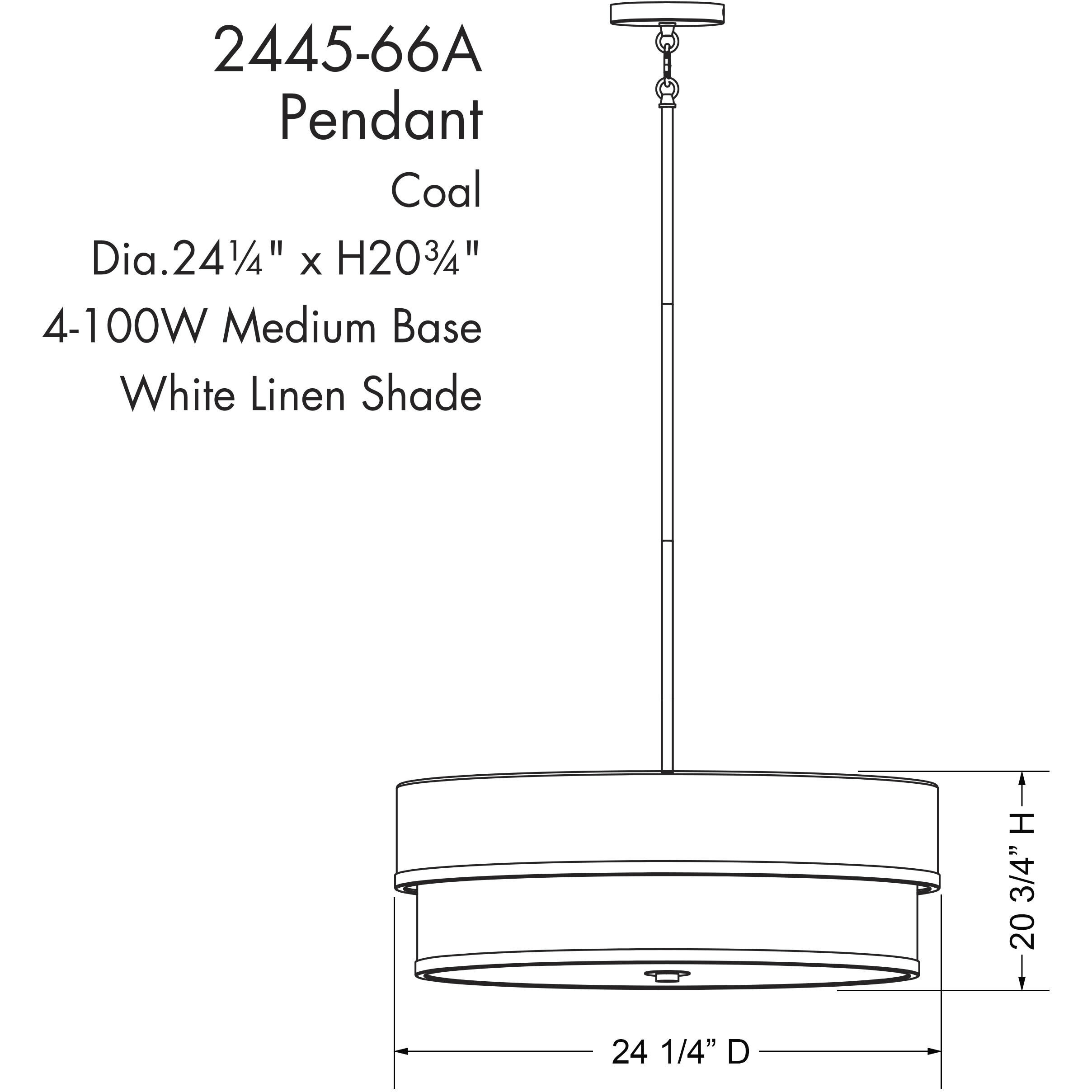 Cascade 4 Light Coal Pendant Ceiling Light