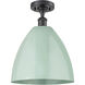 Ballston Plymouth Dome LED 12 inch Matte Black Semi-Flush Mount Ceiling Light in Matte Seafoam