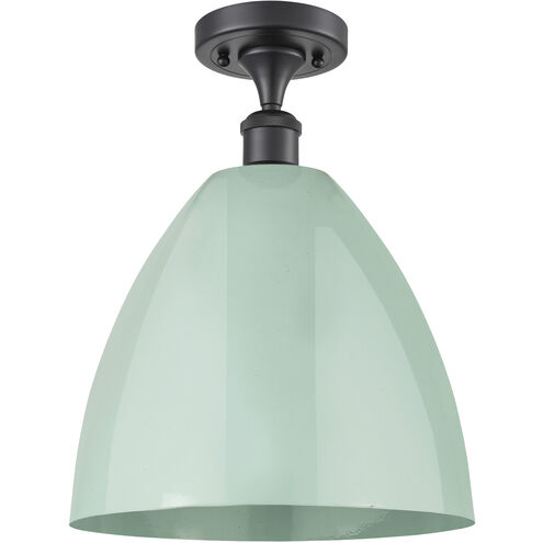 Ballston Plymouth Dome LED 12 inch Matte Black Semi-Flush Mount Ceiling Light in Matte Seafoam