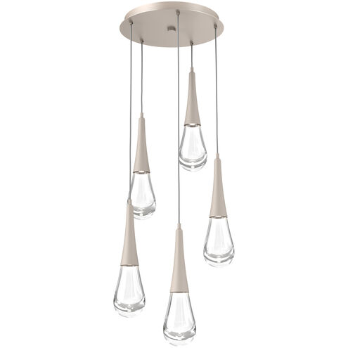Rain Drop LED 19.3 inch Beige Silver Chandelier Ceiling Light in 3000K LED, Metallic Beige Silver, Multi-Port