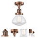 Franklin Restoration Olean 1 Light 6.75 inch Antique Copper Semi-Flush Mount Ceiling Light in Seedy Glass, Franklin Restoration