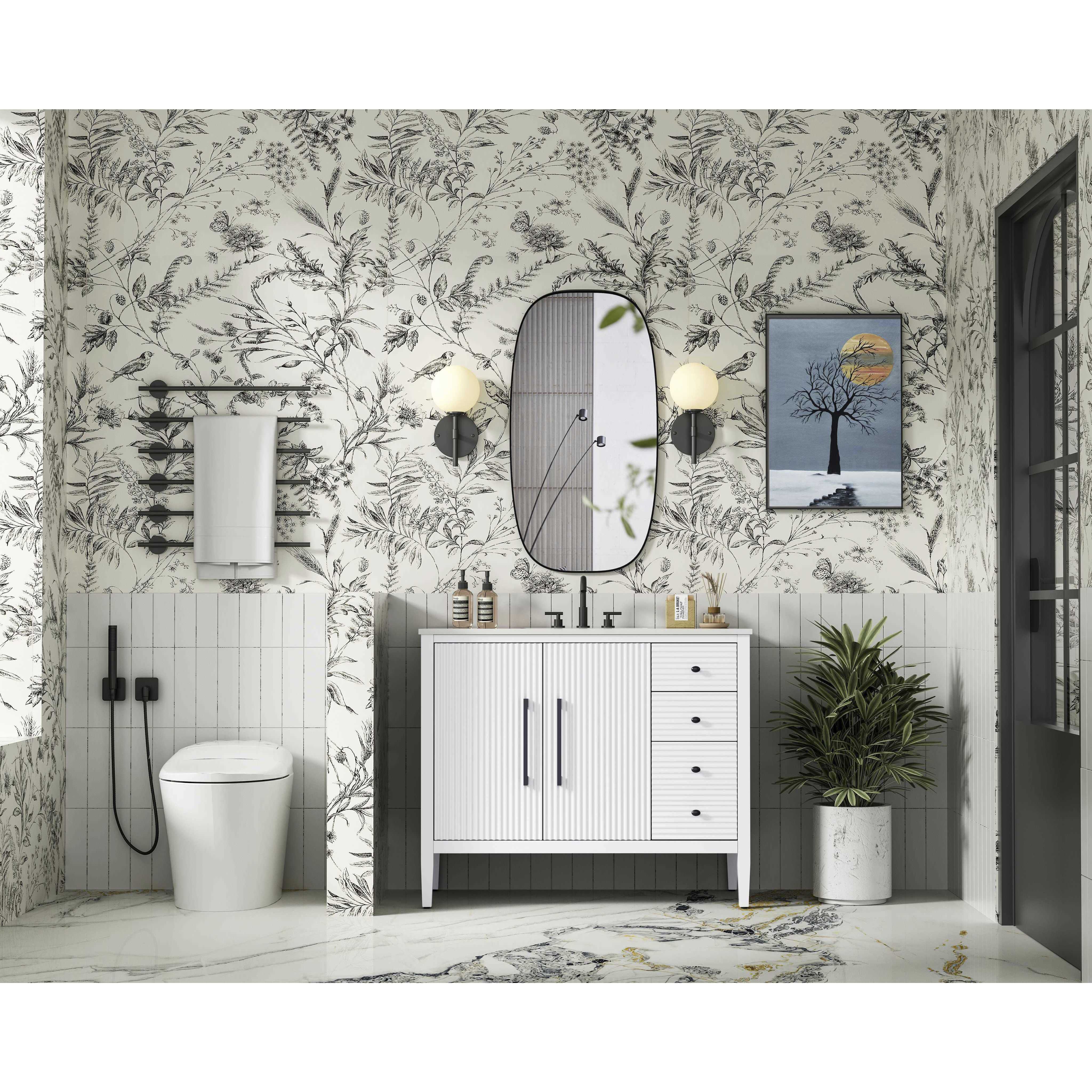 Blakely 42 X 34 inch White Bathroom Vanity Cabinet