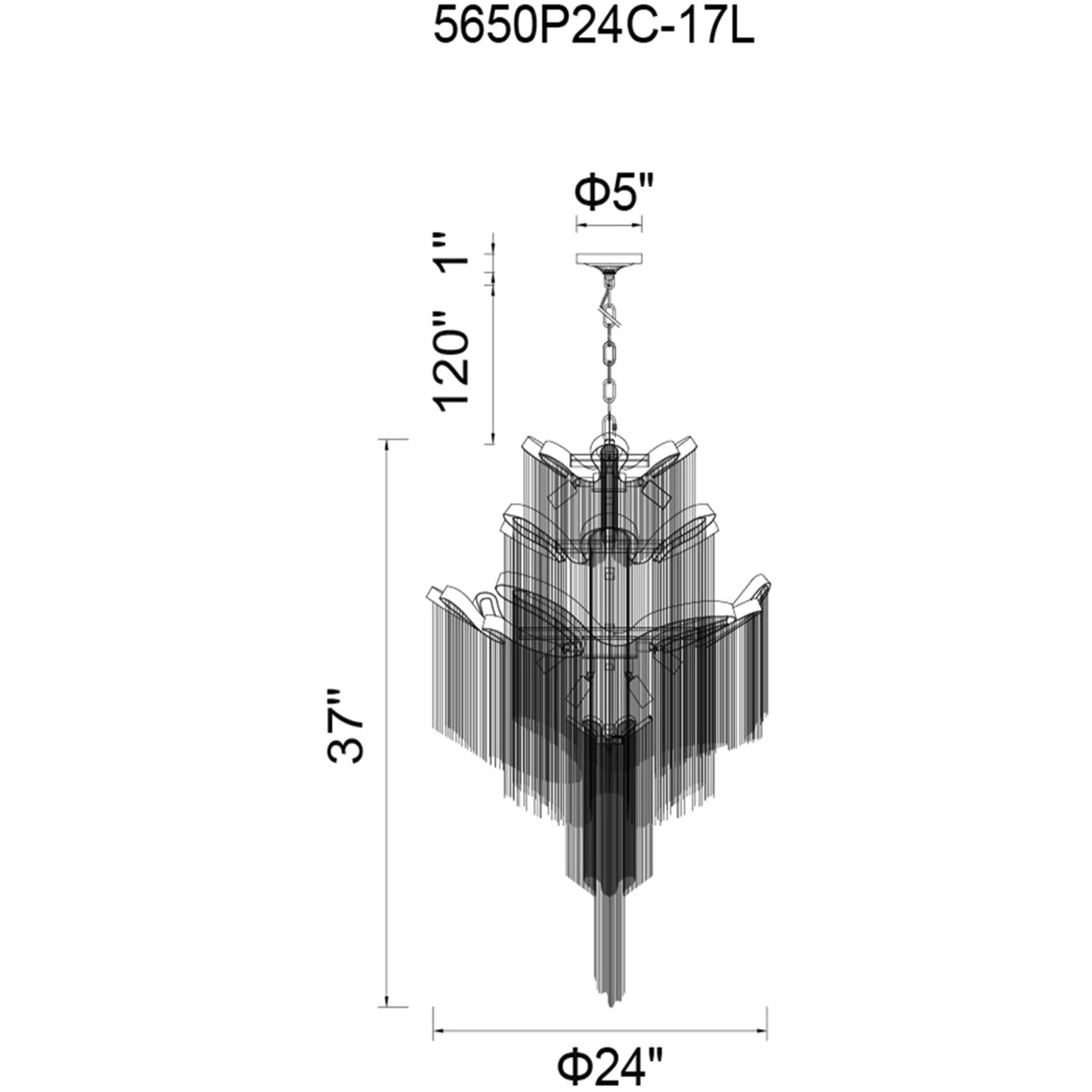 Daisy 17 Light 24 inch Chrome Down Chandelier Ceiling Light
