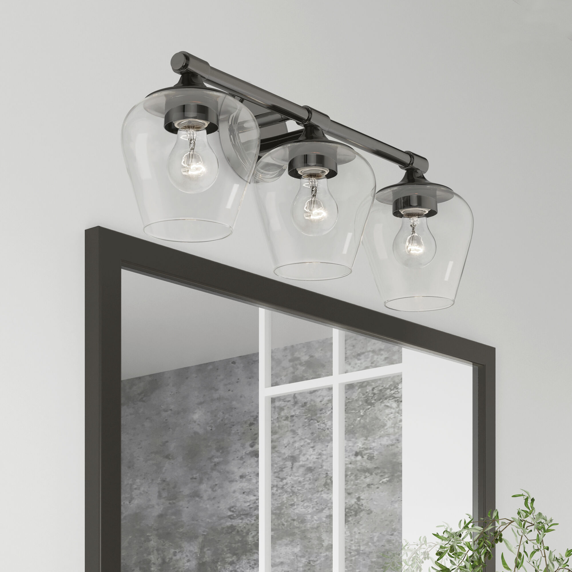 Willow 3 Light 23 inch Black Chrome Vanity Sconce Wall Light