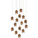 Iota 15 Light 25.5 inch Antique Brass Multi-Drop Pendant Ceiling Light