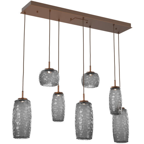 Vessel LED Burnished Bronze Linear Multi-Pendant Ceiling Light in 3000K LED, Smoke