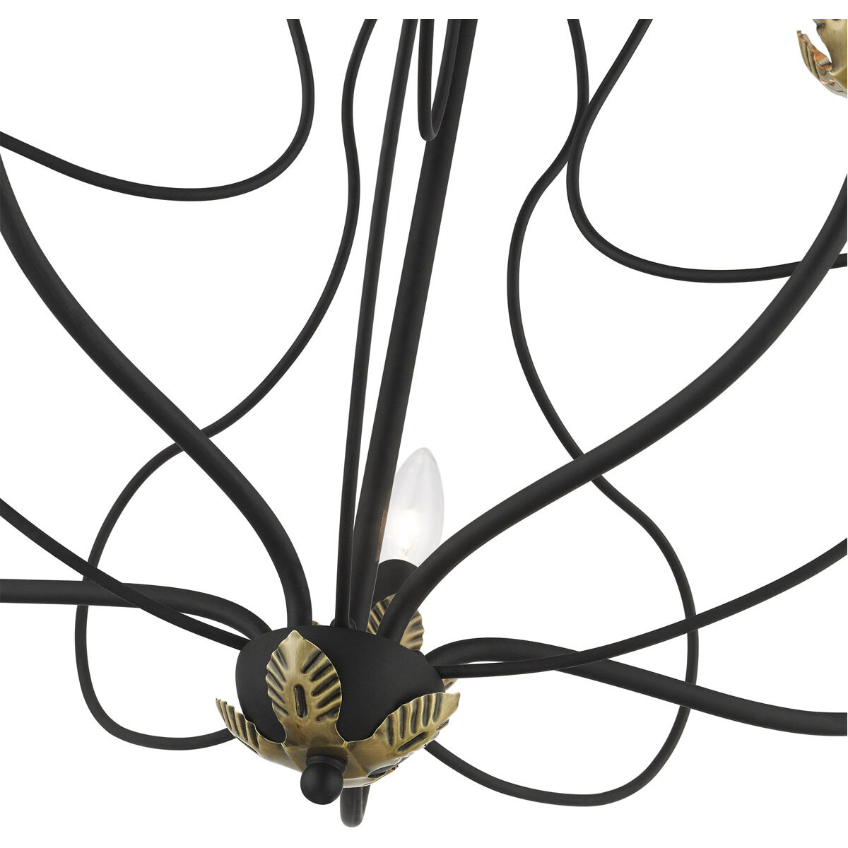 Katarina 5 Light 23 inch Black with Antique Brass Accents Chandelier Ceiling Light