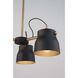 Euro Industrial 3 Light 21 inch Matte Black and Harvest Brass Chandelier Ceiling Light