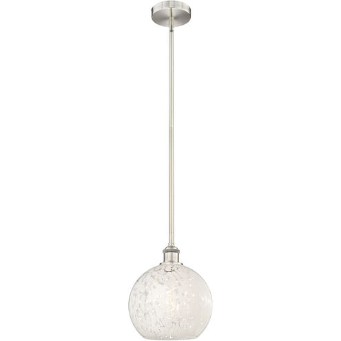 Edison White Mouchette 1 Light 10 inch Brushed Satin Nickel Stem Hung Mini Pendant Ceiling Light