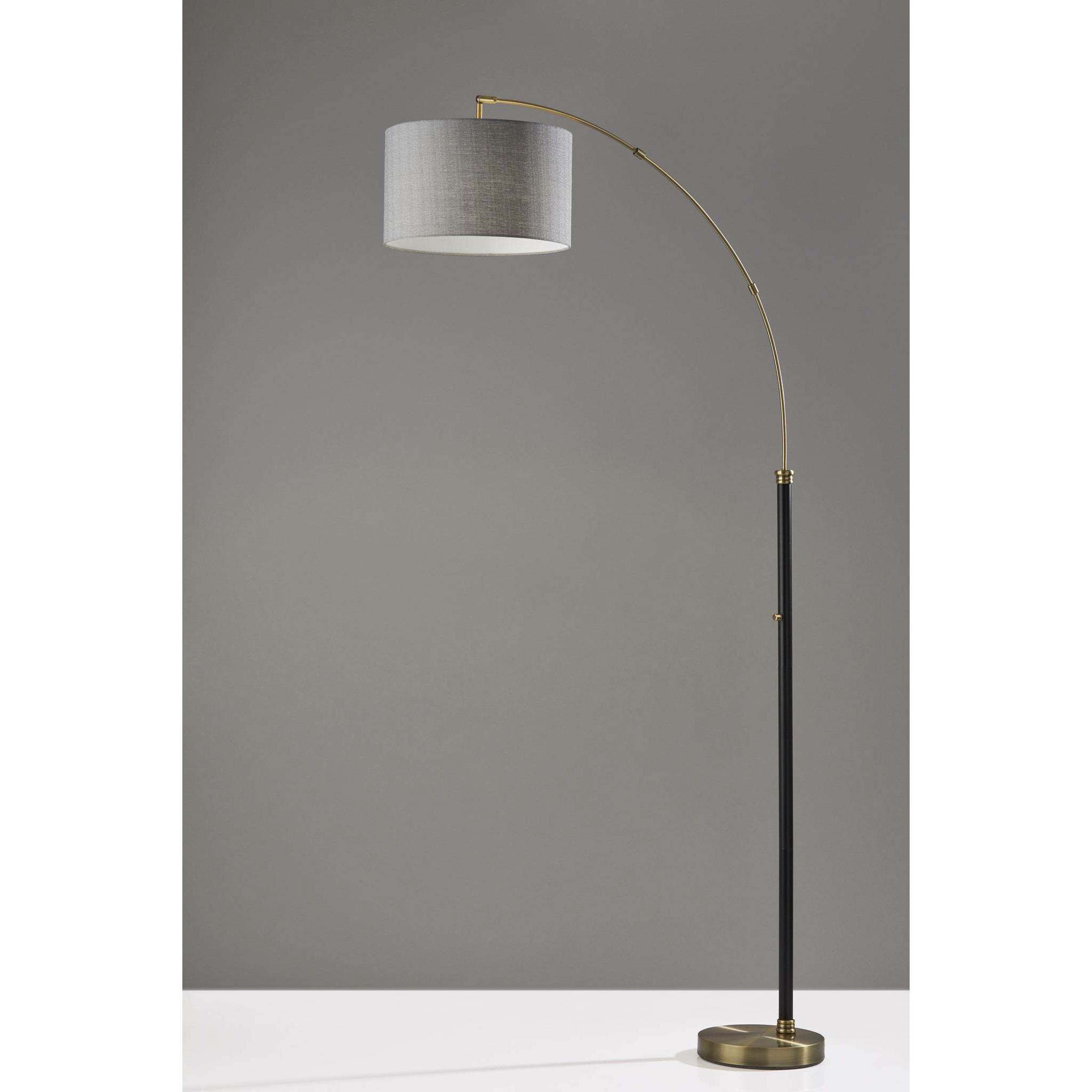 Bergen 74 inch 100.00 watt Black and Antique Brass Arc Floor Lamp Portable Light 