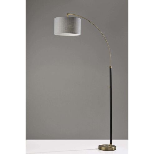 Bergen 74 inch 100.00 watt Black and Antique Brass Arc Floor Lamp Portable Light 