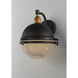 Portside 1 Light 13.5 inch Oil Rubbed Bronze and Antique Brass Outdoor Wall Mount