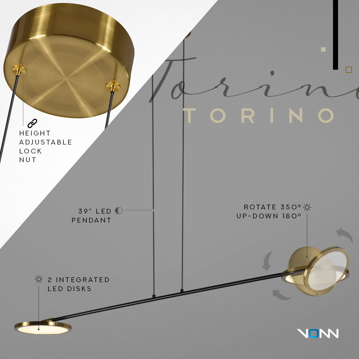 Artisan Collection/TORINO Series Linear Pendant Ceiling Light