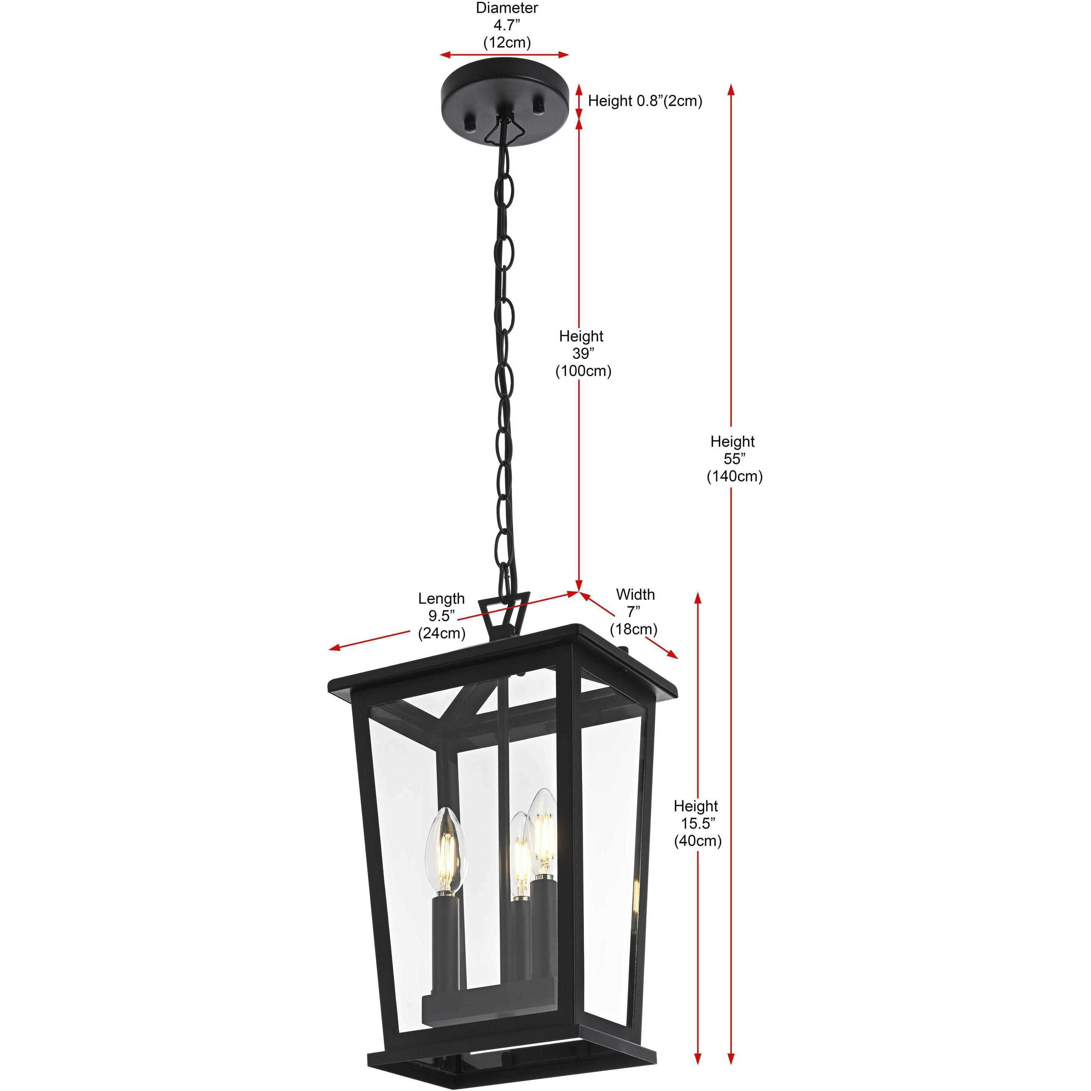 Berks 3 Light 7 inch Black Outdoor Pendant