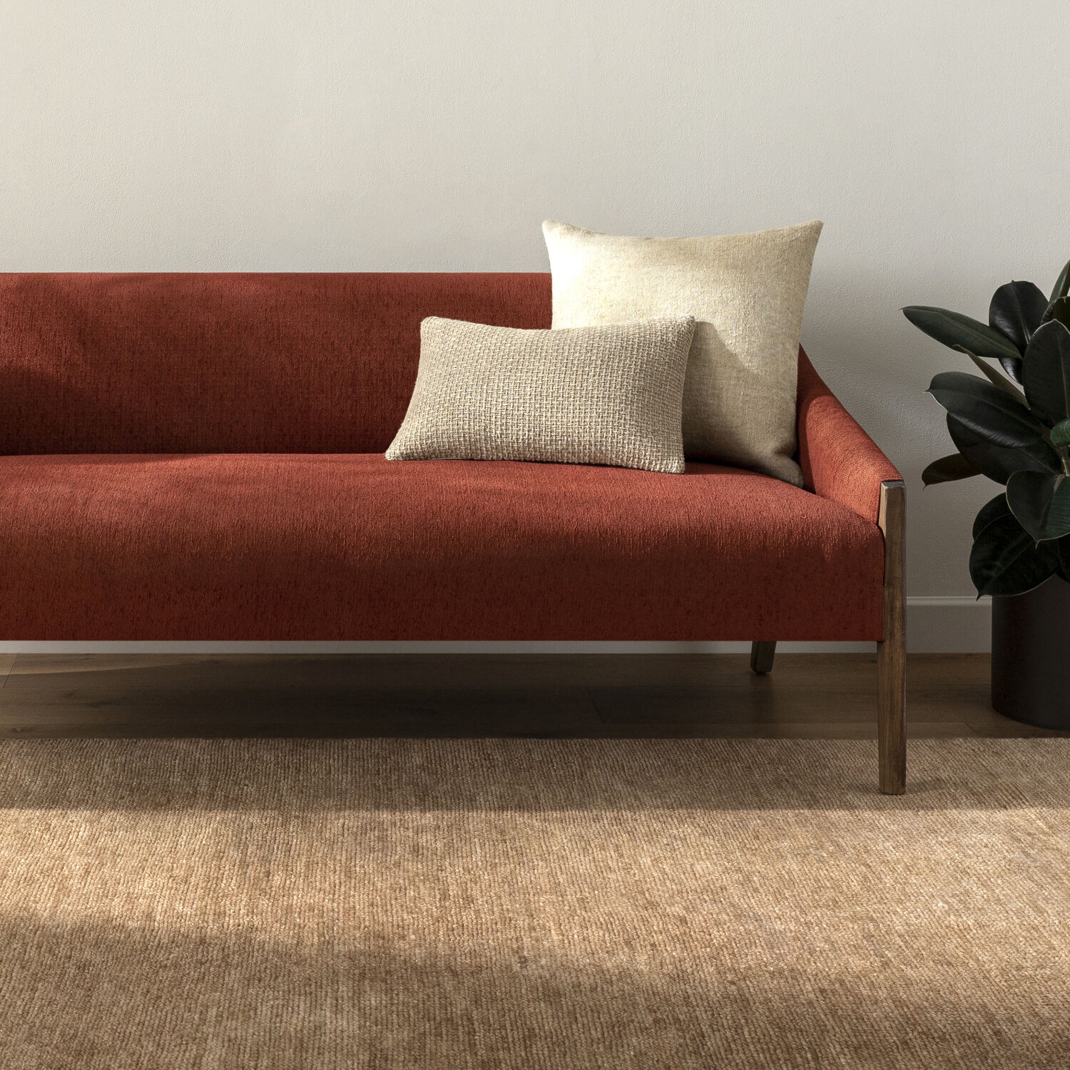 Findlay Burnt Orange / Dark Brown Sofa in 50